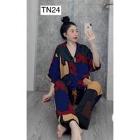 Set bộ ngủ Pizama mặc nhà- Bộ Pijama Nữ Lụa Satin TNQD Nhiều Họa Tiết Cực Xinh-Kèm Hình Thật