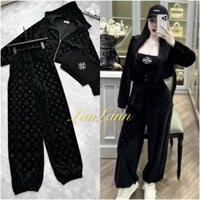 SÉT BỘ NHUNG NÓN 3 MÓN (ÁO ỐNG GÂN CÓ MÚT+ KHOÁC KÉO + QUẦN DÀI) Kèm Hình Thật Style Thể Thao, Năng Động - LanLann