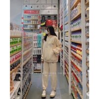 Set bộ nỉ áo hodie quần bo ống hàng dày dặn phông cách Hàn Quốc (Kèm ảnh thật)