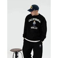 Set Bộ Nỉ Bông Nam Nữ CALIFORNIA Hình Gấu, Áo Nỉ Sweater Màu Đen kèm Quần Dáng Dài Boom Bo Gấu Ulzzang Choustore