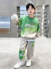 Set Bộ Nỉ Dài Tay Bé Trai 5-14 Tuổi Lamlik - Quần Áo Thu Đông Bé Trai 17-45kg