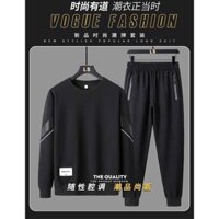 set bộ nỉ nam bigsize , combo áo và quần thể thao nam màu đen hàng quảng châu s1718