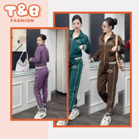 Set bộ nỉ tăm viền sọc thể thao trẻ trung 2 size L ,Xl từ 42-65kg M028