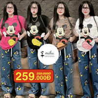 Set Bộ Nữ Áo Mickey Quần Jean Ống Suông Dễ Thương Cao Cấp Xu Hướng Mới- MiHu