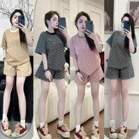 Set bộ nữ áo phông họa tiết fom rộng kèm quần short đùi thể thao bộ mặc nhà