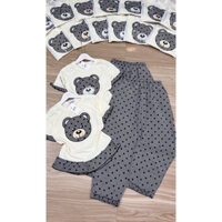 Set bộ nữ áo thun gân cổ tròn kết hợp quần chấm bi dáng baggy phối bèo _ 1 màu kèm hình thật trải sàn _ Xưởng May Thu Lê