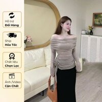 Set Bộ Nữ Áo Trễ Vai Tay Dài Ôm Body Mix Chân Váy Dài Đuôi Cá Thiết Kể Sang Chảnh Sb6346 - TVXQC