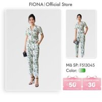 Set bộ nữ FIONA SET Áo sơ mi crop-top cổ giả vest và Quần Baggy hoa hồng SETF513045