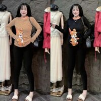 Set Bộ Nữ Quần Dài Ôm Chất Tăm Lạnh  Áo Tay Dài In JERRY CAM  Bigsize Mặc Nhà Đi Chơi Đẹp
