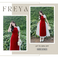 🛍Set Bộ Nữ🛍  Sét áo dài thời trang nữ mặc Tết chất NHUNG CỨNG cổ yếm phối tay bèo mix chân váy voan tơ xước dài m