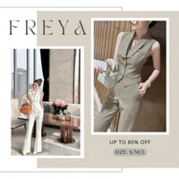 🛍Set Bộ Nữ🛍 Sét bộ thời trang nữ công sở việt chất tuyết mưa áo cổ vest bèo sát tay chéo nút phối quần suông ống