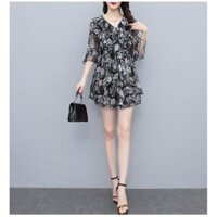 Set Bộ Nữ Voan Lụa Cổ Bèo Áo Kèm Quần Đùi Sang Trọng Cá Tính ST4551