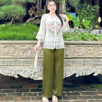 Sét bộ Pháp phục đi chùa chất lụa thêu phượng hoàng 168.fashion Phapphuc3817/P5K8