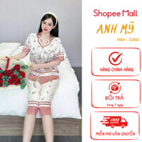 Set bộ pijama lửng nữ vải lụa xước mềm mát, áo tay ngắn quần lửng bigsize in họa tiết 5D (SP0319)