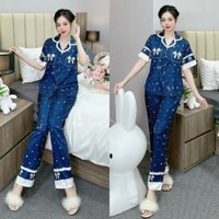 Set bộ pijama nữ ANH MỸ mặc nhà, áo tay ngắn quần dài bigsize chất lụa xước mềm mát (SP0313)