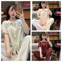 SÉT BỘ PYJAMA CỘC DÀI XỐP HOA XINH XẮN LẮM Ạ