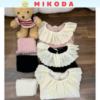 Set bộ quần áo bé gái cổ bèo MIKODA chất liệu cotton len thỏ mềm mịn cho bé VNXK11