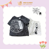 Set Bộ Quần Áo Cộc Tay In Hình Người Nhện Chất Liệu Cotton Thấm Hút Mồ Hôi Cho Bé Trai Mặc Hè