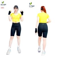 Set bộ quần áo Croptop rút dây quần Ngố lưng cao tập gym nữ siêu hot