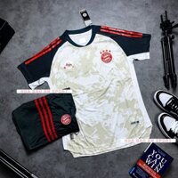 set bộ quần áo đá banh CLB FC Bayern München màu trắng loang mẫu mùa giải 2022/23 phom 45-90kg