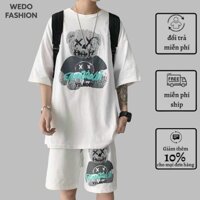 Set bộ quần áo nam nữ in gấu ERUBROLD, chất vải cotton mềm mát siêu cute - SET TRẮNG - S