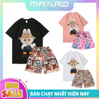 Set Bộ Quần Áo Thun Unisex Nam Nữ Hoạt Hình LABUBU Form Rộng Tay Lỡ Phối Quần Cartoon Nhiều Mẫu