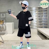 Set bộ quần áo trẻ em mùa hè dành cho bé trai mẫu kẻ ngang.Chất liệu thoáng mát, co dãn tốt