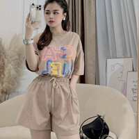 Set bộ quần áo unisex chất thun cotton thấm hút thoáng mát ngày hè, đồ bộ thun ngắn tay mặc nhà dành cho nữ