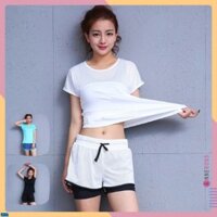 Set Bộ Quần Đùi Ngắn Áo Thun Phông Thể Thao Nữ Slampan (Đồ Tập Gym, Yoga) II Annerun Việt Nam I