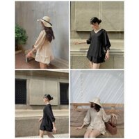 Set bộ quần giả váy bigsize chất đũi nhăn mềm mát, bộ đũi nữ 45_120kg