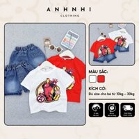 Set bộ quần jeans ngắn + áo thun cotton tay ngắn cổ tròn in họa tiết Iron Man cho bé trai