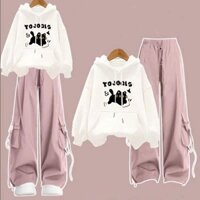 Sét Bộ Quần Kaki Túi Hộp + Mix Áo Hoodie Mũ 2 Lớp Form Rộng Unisex