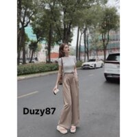 Set bộ quần ống rộng cotton lạnh cao cấp áo gân đẹp xuất sắc đồ bộ nữ đi làm đồ nữ đi chơi