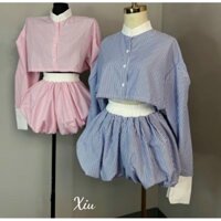 sét bộ rời áo sơ mi tay dài kèm quần bí utrb