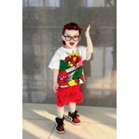 Set bộ siêu nhân áo trắng quần đỏ marvel