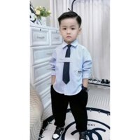 Set bộ sơ mi sọc xanh 3 chi tiết kèm cà vạt hàng nhập cao cấp cho Bé trai
