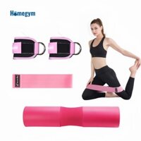 Set bộ tập gym cho người mới bắt đầu bao gồm: mút xốp gánh tạ, bộ đai đeo cổ chân, dây miniband