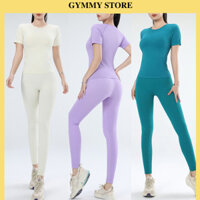 Set Bộ Tập Gym Yoga Pilates Thể Thao Dệt Gân Cộc Tay Naqi Quảng Châu Cao Cấp Gymmy Store B021