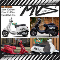 Set bộ tem MVS in trong, trắng, phản quang dán được xe Vespa S LX, Sprint, primavera, GTS, Super,946