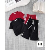 Set Bộ Thể Thao 2 màu chất cotton tàu Sọc viền trắng quần xuông năng động cho bé gái [QiQi Kids H1]