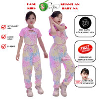 Set Bộ Thể Thao Bé Gái Tập Nhảy FANEKIDS KHÁNH AN BABY NA Áo Croptop Cut-Out Quần Jogger Hồng Loang Cho Bé Gái  8-48kg