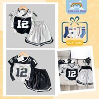 Set bộ thể thao bé trai 1-7 tuổi (9-24kg) in số 12, áo thun cotton kèm quần short viền thời trang Hàn Quốc | D&T KIDS