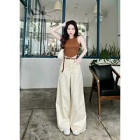 Set bộ thời trang nữ đi chơi chất borip cổ tròn không tay kèm nịt quần kaki dáng dài maxi siêu xinh