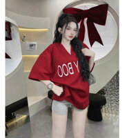 Sét bộ thời trang, set tăm lạnh áo form rộng cổ tim tay lỡ in chữ mix quần đùi ôm năng động cá tính cho nàng đi chơi,