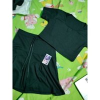 Set bộ thun áo croptop và chân váy thời trang trẻ trung năng động phù hợp đi chơi đi dạo màu xám và đen freesize dưới 55