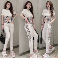 Set bộ thun cotton phối hoạ tiết ...... Chất thun cotton mềm mịn (Size M L XL XXL) Từ 50kg-80kg (Tuỳ chiều cao) ❤️❤️❤️❤️