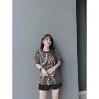 Set bộ thun cotton phối hoạ tiết ... Chất thun cotton mềm mịn (Size M L XL XXL) Từ 50kg-80kg (Tuỳ chiều cao) ...........