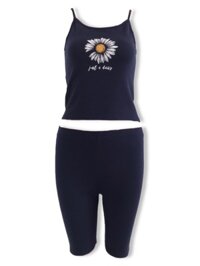 Set bộ thun Daisy 2 dây, quần đùi ôm mặc nhà vnxk