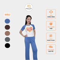 Set bộ thun gân tăm áo cộc tay in TYM MIX quần ống suông | Set bộ đồ nữ | minhuy_store