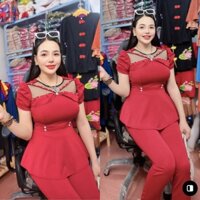 Sét Bộ Thun Hai Da Tay Nhún Áo Phối Hạt Dễ Thương- Mã HD31